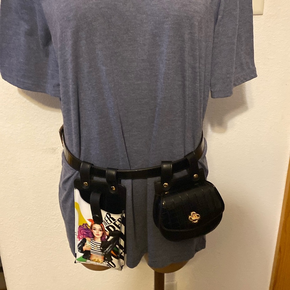 Nicole Lee 2 Pieces Belt Bag, Women's PU Leather Waist Phone Pouch & Flap Coin M